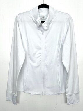 NWT $78 Velocity Active Zip Up Jacket White Thumbholes XXL